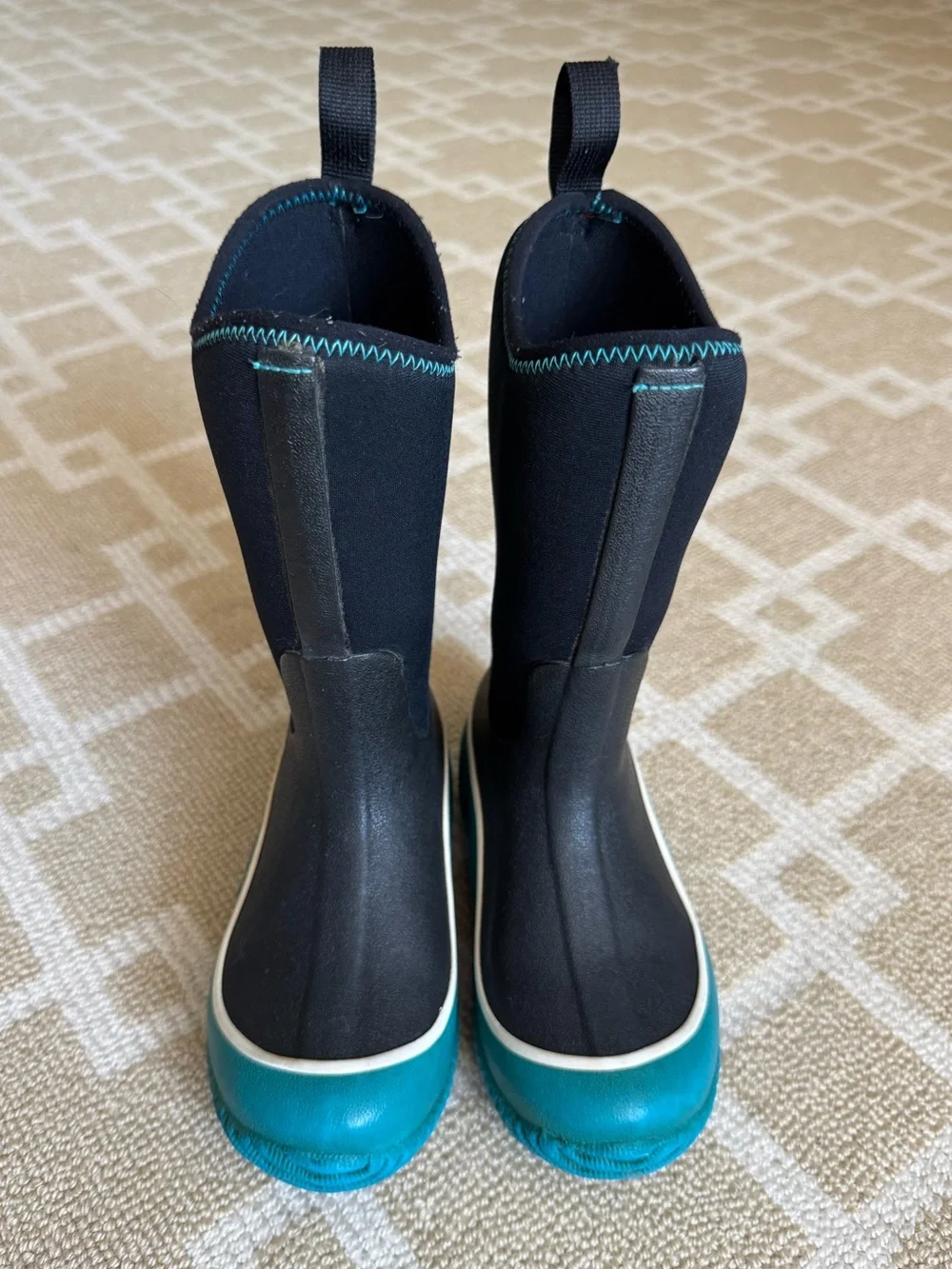 Muck Boot Company Kids Hale Rubber Rain Boots Waterproof Black Teal US 12
